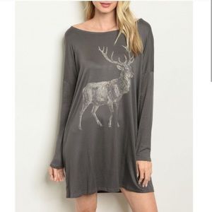 Winter Deer Long Sleeve Pajama Gown